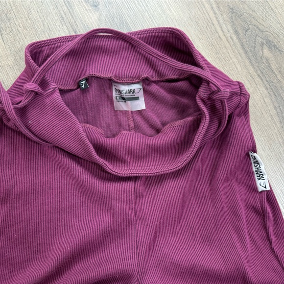 Gymshark jogger Slounge Ribbon Ribbed Leggings Dark Ruby Marl Sz M (fits like S) - Picture 10 of 11